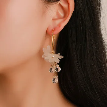 Kórejská verzia nové módne crystal kvetinový náušnice temperament zápas víla ucho nechtov East Gate šperky