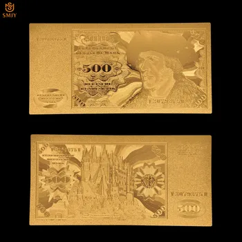 1960 Suvenírov nemeckej Mene Papier 500 Reichs Známky Pozlátené 24k zlatou Fóliou Bankoviek Bill Poznámka