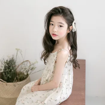 2018 Letné Nový kórejský detské Šaty Vyšívané Čipky Podväzky Dievča Šaty Princezná D V Big Girl