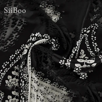 Black white paisley kvetinový vyhorenia žakárové brocade, hodvábna tkanina pre letné šaty hodváb hodvábny tissu handričkou tecidos fabrc SP5621