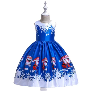 Dievčenské Vianočné Šaty Santa Claus Snowflake Gázy Patchwork Šaty Cartoon Satin Tlačené Šaty Chlapec Dievča Oblečenie Európsky štýl
