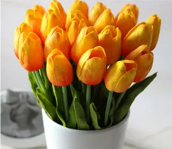 Doprava zadarmo 20PCS/VEĽA PU Mini Tulipán Umelý Kvet Skutočný Dotyk Svadobný Kvetinový Ornament Pre Domáce Obývacia Party Dekorácie
