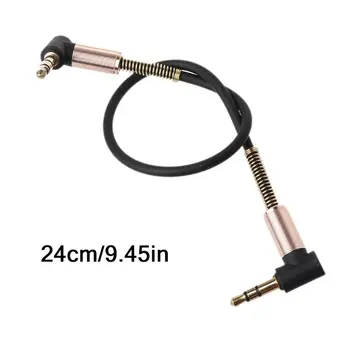 24 cm Dual 90 Stupňov Nylon 3,5 mm do 3,5 mm Samec Jack Kábel Auto Aux Kábel pre iphone, MP3 Reproduktor