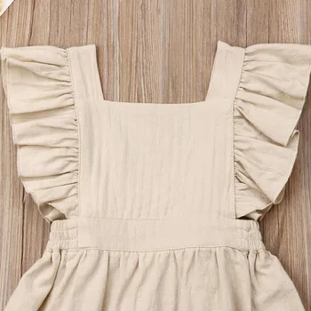 1-6years Batoľa Baby Girl Dress Deti Oblečenie Dievčatá Prehrabať Rukáv Šaty Pevné bez Rukávov Sundress Deti Letné Oblečenie
