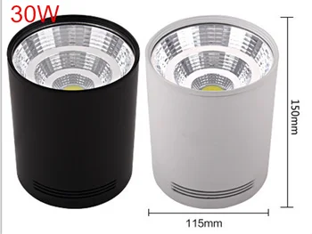 10pcs/veľa,DHL Zadarmo,Povrchovú montáž COB LED Downlight 10W/20W/30W Stmievateľné White/Black LED Downlight AC85V-265V Dekorácie, Lampy
