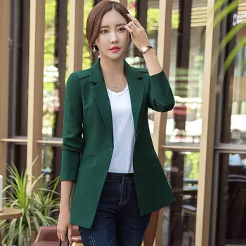 Nový ležérne sako kórejských žien dlhej časti Slim tenké dlhé rukávy sako ženské povolania