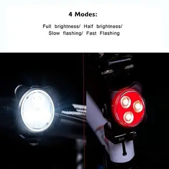 Nabíjanie pomocou pripojenia USB Bicykel zadné svetlo Bike LED Zadné Svetlo Bicykel Predné Svetlo MTB, Road na Bicykli Baterka Bicyklov Svetla Kit 4 Režimy, Re