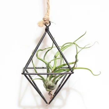 Voľne Visí Sadenie Geometrické Swing Kovaného Železa Tillandsia Vzduchu Rastliny Držiak Trojuholníkový Tvarované Kovové Regálové