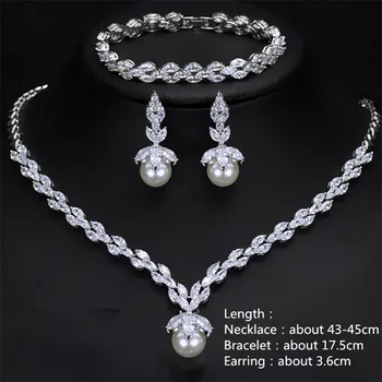 CC Ženy šperky, Náhrdelníky, Náušnice, náramok Elegantné, Nádherné Kvetinový Dizajn Svadobné Šperky Výročia Wendding Pearl T0116