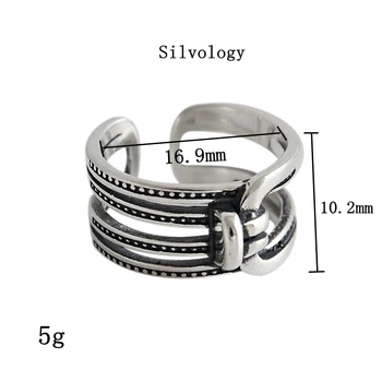 LouLeur 925 sterling silver Line prstene strieborné vintage Multi-layer kolo perličiek Textúra Lano uzol prstene pre ženy šperky čaro