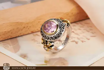 Nové! Ohromujúci Módne Šperky Ružová Kunzite Quartz 925 Sterling Silver Ring R805