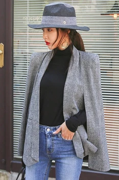Jesenné a zimné nové kvalitné šitie v dlhodobom odseku Slim šatkou plášť sako ženy OL bundu štýl ženy