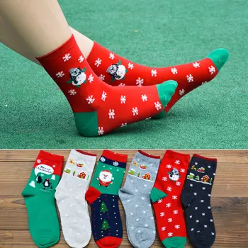 V Zime Teplo Vianoce Zábavu Bavlnené Ponožky Harajuku Santa Snehuliak Jeleň Elk Ženské Umenie Ponožky Vianočné Darčeky Šťastný Bavlnené Ponožky