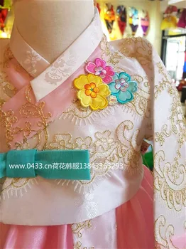 Top Predaj Kórea Tradičné Hanbok Šaty pre Deti Kvetina Dievča Šaty Svadobné Oblečenie Orient Etnických Fáze Tanečný Kostým Copaly