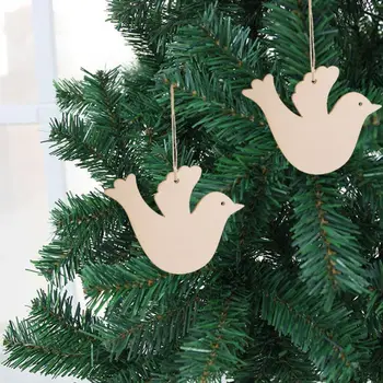 10 Ks Vták Drevené Čačky S Otvormi, z Prírodného Dreva DIY Plavidlá, Vianočné Ozdoby Závesné Dekorácie