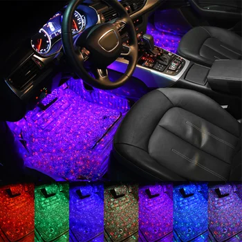 7 Farby USB LED RGB Auto Dekoratívne Lampy Auto Okolia Nohy Hviezdy, Hviezdne Svetlo, Hudbu, Hlasové Ovládanie Interiéru Neon Atmosféru Svetla
