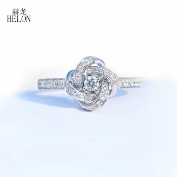 HELON Pevné 18K Biele Zlato 0.38 CT Certifikované H/SI Okrúhly rez Prírodné Diamanty Svadobné Kapela Ženy Trendy Jemné Diamantové Šperky Krúžok