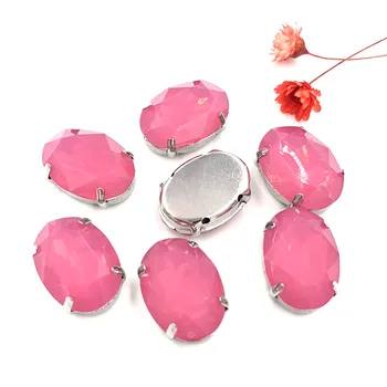 Doprava zadarmo Rose Matný opál oválny tvar šiť na kamienkami s pazúr flatback Živice voľné kamienkami DIY odev, Príslušenstvo