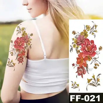 Tmavé Lotosový Kvet Dočasné Tetovanie pre Ženy Ručné Tetovanie Nálepky Módne Tela Hrudníka Umenie Nepremokavé Rameno Falošné Tetovanie
