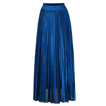 Na jar a v lete dámy sukne s elastickým pásom dvojité krepové tlač skladaný dlhé sukne Faldas Saia