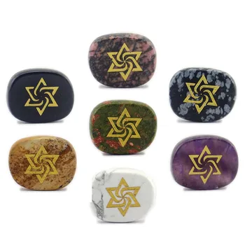 25 mm Prírodný Kameň Ametyst Náboženské Šperky Príslušenstvo Raeliánske Symbol, Logo Remesiel Boh Žltá Hviezda Špirála Symbol Dekorácie