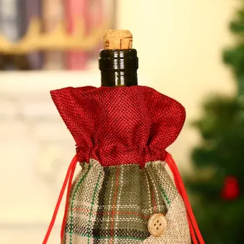 Fľaša vína Vianočné Kryt Santa Snehuliak Strany Ozdoba Interiéru Tabuľka Vianoce, nový