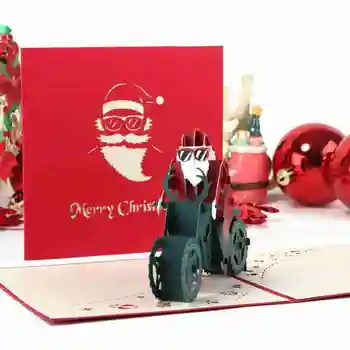 Vianočné Troch-dimenzionální Pohľadnice Santa Claus Karty Ručné Motocykel Prispôsobenie Koni Vianočné 3d Papier Ca Q2M7