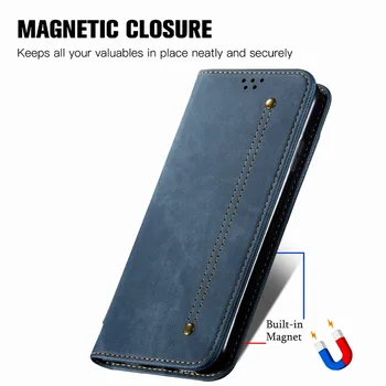 Džínsové Tkaniny Peňaženky Flip puzdro Pre Samsung Galaxy A42 A52 A72 A32 A12 5G Prípade Magnetické Flip Kartu Ochranný Kryt