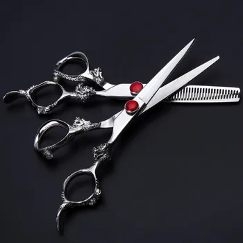 Profesionálne 9cr13 rose gem dragon vlasy nožnice taška nastaviť rezanie nožnicový holič rednutie nožnice scisors kadernícke nožnice