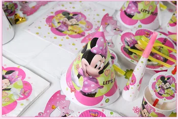 132pcs/set Minnie Mouse Film Detská Narodeninová Párty Dekorácie Deti Dievča Strana navrhne Strana Jednorázový Riad Nastaviť