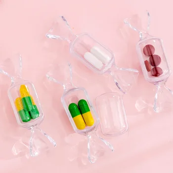 5 ks Mini Candy Prípade Prázdne Šperky Medicíny Držiak na Prenosné, Jednoduché Krúžok Náušnice Roztomilý Transparentné Puzdro Travel Sladké Úložný Box