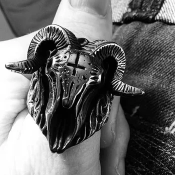 316L Nerezovej Ocele Krúžok Biker Baphomet Šperky Príslušenstvo Jedinečný Punk Gotický Satanic Demon Sorath Lebky Krúžok pre Mužov