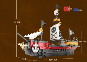 [Zábavné] DIY Montáž 780pcs Pirátska loď 3D plachetnica plachetnici model builing bloky Micro Tehly vzdelávania hračka pre deti, dieťa darček
