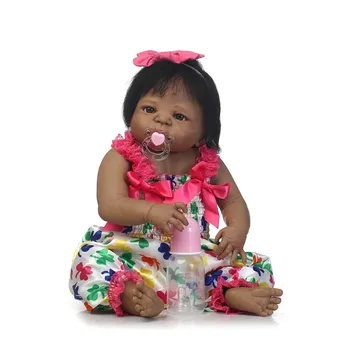 Bebe Silikónové reborn realista dievča 55 cm čierna Reborn Baby Doll deti Playmate Darček Pre deti nový rok hračky bonecas