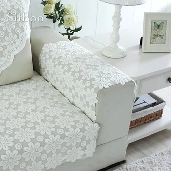 Kórejský štýl, biela kvetinová výšivka lacné čipky sectional sofa kryt fundas de sofa nábytok gauč zahŕňa SP5407 ZADARMO LODE
