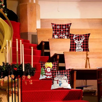 Vianočné Vankúš Vankúše pre Decor Kryt Buffalo Plaids Vianočné Dekorácie, posteľná Bielizeň Hodiť Vankúš Prípadoch
