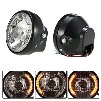 Motocykel 7 palcový Okrúhle Svetlá vedúci svetlo lampy, Reflektory LED Zase Signál+Mount Držiak pre Honda, Yamaha, Suzuki Kawasaki