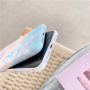 KJOEW Módne olejomaľba Mramoru Telefón puzdro Pre iPhone 11 Pro Max SE 2020 XR XS Max 7 8 Plus Luxusné Gradient Kvetinový Zadný Kryt
