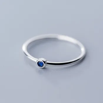 Skutočné Reálne 925 Sterling Silver Blue Crystal Kolo Krúžok Pre Módu Ženy Roztomilý Jemné Šperky Minimalistický Príslušenstvo 2020 Darček