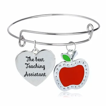 12PC/Veľa Najlepšie Učenie Asistent Kúzlo Náramok Láska Srdce Apple Učiteľ Náramky Šperky Ženy Muži Učiteľov, Prívesky, Darčeky