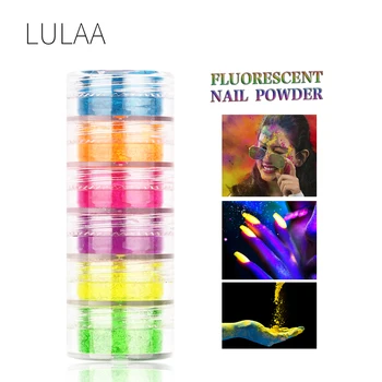 LULAA Fluorescencie na Nechty, Glitter 6 Farieb Svetelného Manikúra Sequin Lesk Žien DIY Nechtov Umenie make-up Dekorácie Svetlé Pigment