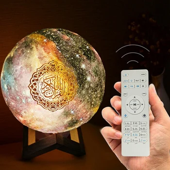 Bluetooth Korán, Reproduktor Lampa s 7-Farby Svetla, Diaľkové Ovládanie Stlačte Moonlight Lampa Podpora MP3, FM TF Karty, Rádio