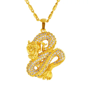 24k Žlté Zlato Dragon Značky Náhrdelník Prívesok Pre Mužov 3D Ťažké Zlaté Panovačný Zverokruhu Dragon Prívesok Náhrdelník Jemné Šperky Darček