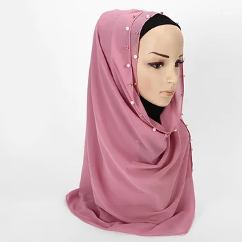 Móda Ženy Moslimské Šatky Pevnej Bavlny Kvet Diamond Islamský Hidžáb Šatku Šály a Zábaly Pripravené Na Nosenie Hijabs