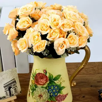 Umelé francúzsky Rose Falošné Kvet Hodvábnej Romantický Európskej Farebné Umelé Kytice Krytý Svadobné Domáce Dekorácie Príslušenstvo urob si sám
