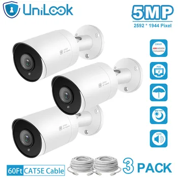 UniLook 5MP POE IP Kamera s SD Karty vonkajšie Bezpečnostné CCTV Kamera, onvif IP66 Nočné Videnie H. 265 konektor pre Mikrofón Bullet kamera