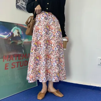 Harajuku kvetinový vysoký pás sukne faldas plus veľkosť ženy lete vintage oblečenie kórejský štýl 2020 nové preppy sukne dámske