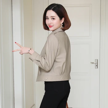 2020 jeseň nová kožená bunda dámske krátke Haining ovce kožené sako malá kožená bunda vyzerá tenké