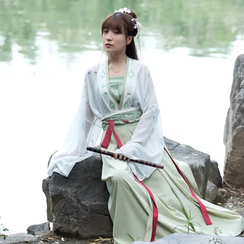 Retro Čínskej Tradičnej Hanfu Kostým Žena Elegantná Výšivka Tang Ľudových Tancov Šaty Lady Orientálne Rozprávky Oblečenie