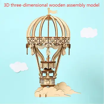 Ručné tvorivé teplovzdušný balón montáž model darček k narodeninám puzzle diy troch-dimenzionální drevených spojov detí vzdelávania